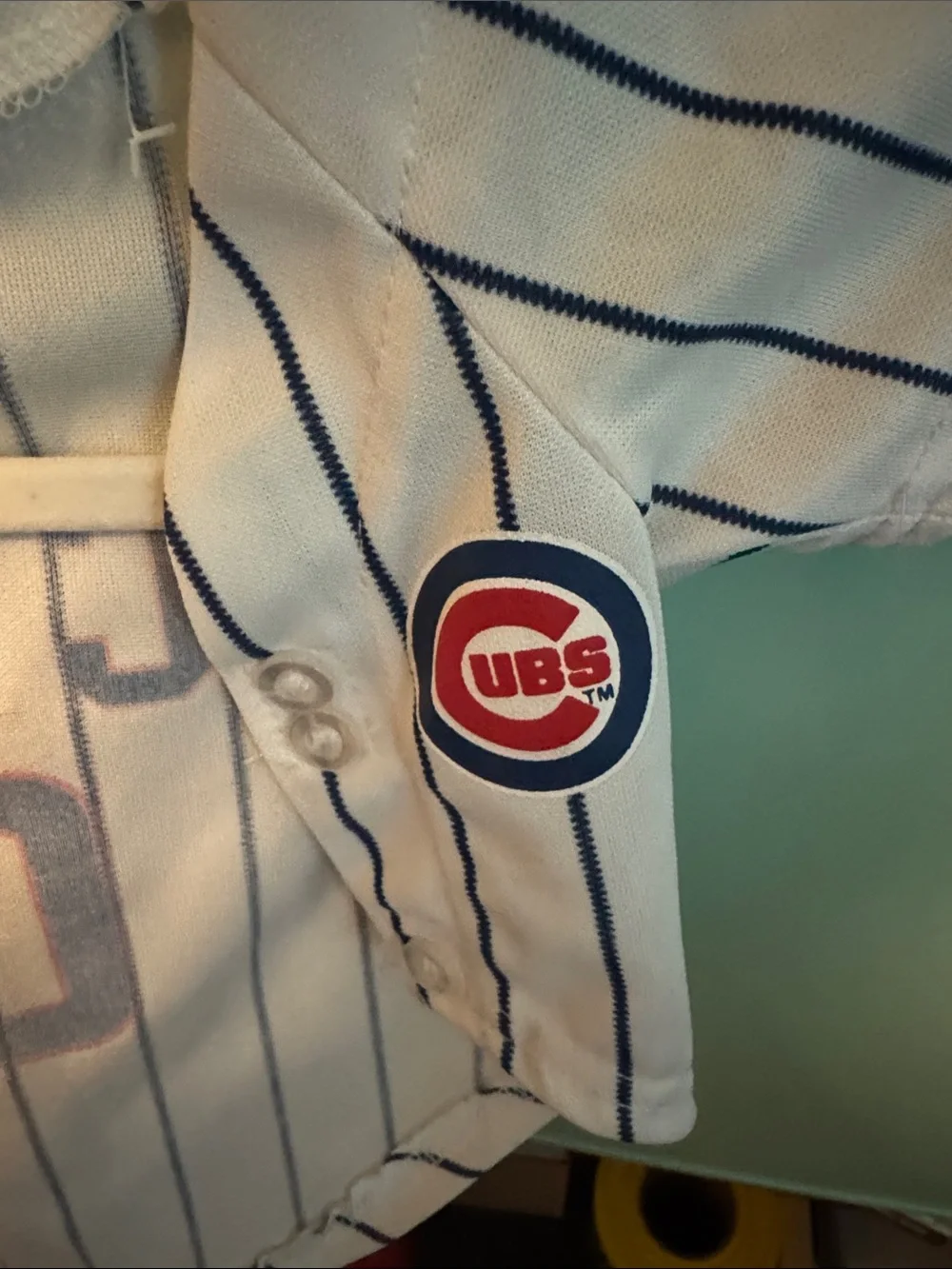 MLB Cubs Dog Jersey in White with Blue Pinstripes